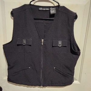Vintage Y2K No Boundaries Black Sleeveless Zip Goth Punk Vest Cyber Steampunk XL - Picture 1 of 4