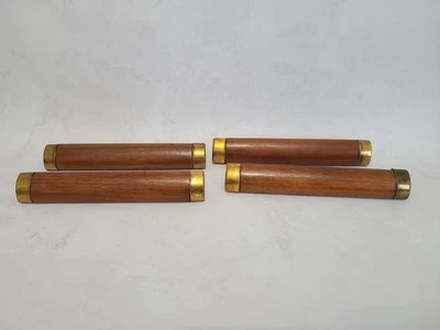 Vintage Wood & Brass Drawer Pulls - Image 1 of 4