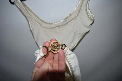 Traje de baño de una pieza Versace Mare XS Medusa estrás cadena dorada RARO Foto 1 de 4