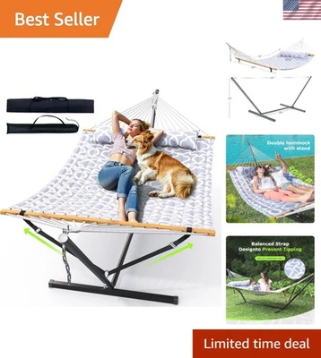 Juego de hamaca gris blanco duradero para felicidad al aire libre - Perfecto para patio o camping Foto 1 de 4