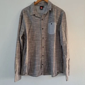 Quiksilver Shirt Mens Extra Large Grey Long Sleeve Surf Casual Button Up Winter - Picture 1 of 20