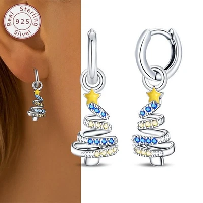 Pendientes colgantes PANDACH 925 de plata esterlina para árbol de Navidad para mujer joyas regalos Foto 1 de 4
