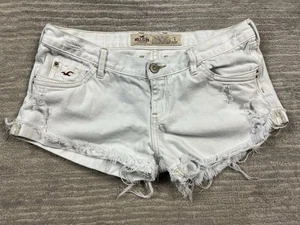 Hollister Jean Shorts Juniors 1 White Denim Cotton Cut Off Distressed - Picture 1 of 9