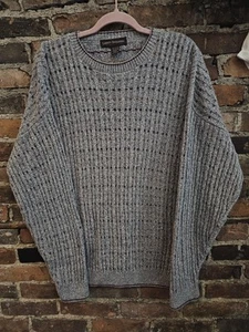 Vintage 90s Liberty Sweaters Mens XL Gray Pullover Knit Striped Grunge Geometric - Picture 1 of 5