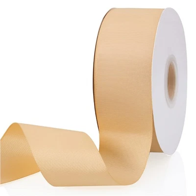 2 x 50 Yds Gold Solid Color Double Faced Grosgrain Ribbon, Gift Wrap, Craft - Image 1 of 4
