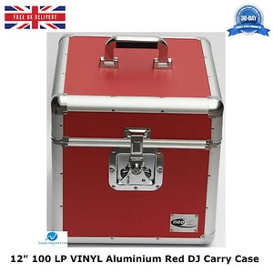 1 x NEO ROT Aluminium DJ Aufbewahrung Tragetasche für 100 LP Vinyl 12 Zoll Schallplatten ROBUST - Bild 1 von 5