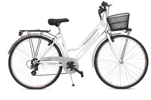 Bicicletta Donna Passeggio Misura 28 Bici da città con Cambio e Cestino Bianca - Foto 1 di 7