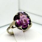 Vintage Sarah Coventry Sterling Silver 925 Purple Glass Adjustable Ring Sz 7.5