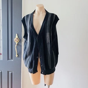Fratelli Vintage Pure Wool Vest Size L Mens Charcoal Grey Classic Retro Grandpa - Picture 1 of 24