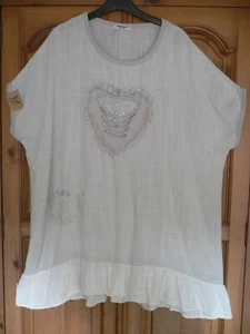 Lagenlook Urban Mist grau Leinen Mix S/S Tunika Top in Größe 18/20 neu mit Etikett - Bild 1 von 1