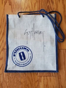 VINTAGE FURUNO MARINE ELECTRONICS TOTE BAG SIGNED GUY HARVEY BURLAP BOAT TOTE - Picture 1 of 3