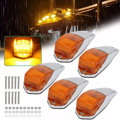 5 Cab Roof Marker Lights For Freightliner heavy duty Truck 31 LED Amber Chrome - Image 1 of 4