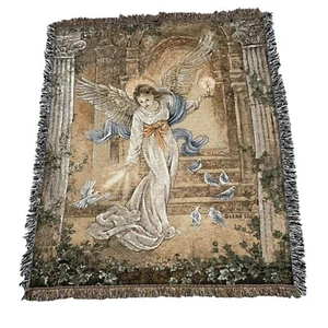 Lena Liu Angel of Light Tapestry Throw Blanket Doves Wings Floral Flower 56"x48" - Picture 1 of 8