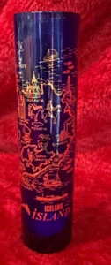 Vintage Iceland Island Souvenir Cobalt Blue Gold Vase Travel Sites RARE - Picture 1 of 9
