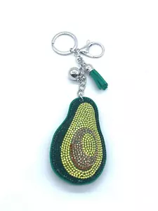 Bling Avocado Diamant Schlüsselanhänger Glitzer Silber Quaste Accessoire - Bild 1 von 10