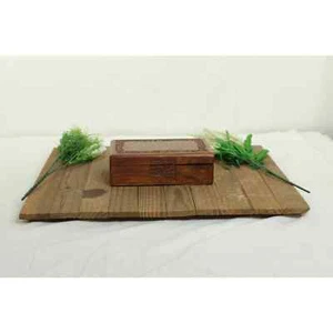Unbranded Wooden Carved Flower Inlay w/ Gold Moon and Stars Keepsake Box - Picture 1 of 9