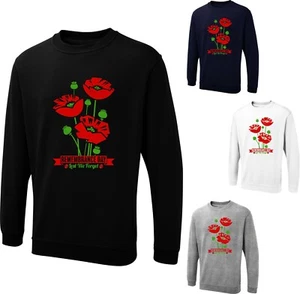 Remembrance Day Lest We Forget Jumper British Armed Forces Poppy Flower Jump Top - Picture 1 of 6
