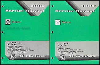 1997 Metro Shop Manual 2 Volume Set 97 Chevrolet Geo LSi Repair Service Books - Image 1 of 2