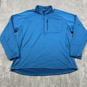 Orvis Sweater 2XL Horseshoe Hills Quarter-Zip 1/4 Fleece Pullover Blue Waffle - Picture 1 of 10