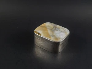Rare and Beautiful Dendritic Agate Sterling Silver Antique Hinged Box Unmarked - Picture 1 of 12