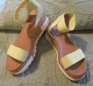 Steve Madden~Ladies Wedge Sandals~Yellow Straps~Size 8.5~ELBA - Picture 1 of 11