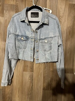 Request Denim Cropped  Jacket Women Size L Foto 1 de 4