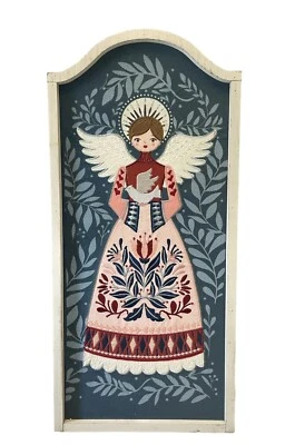 ASHLAND Christmas Angel With Dove Folk Art Scandinavian Style Textile Wall  Art - Image 1 of 4