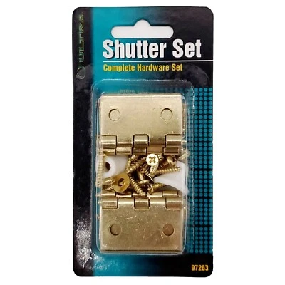 ULTRA Shutter Hinge Complete Hardware Set 4 Panel Kit Brass Finish - Image 1 of 4