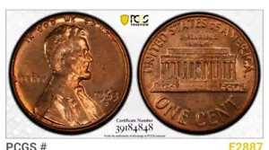 1963 1c Obverse Planchet Lamination Pcgs Ms 64 - Picture 1 of 4