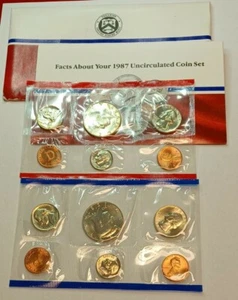 1987 US Mint 10 Coin Uncirculated Set Complete Philadelphia & Denver OGP & COA - Picture 1 of 1