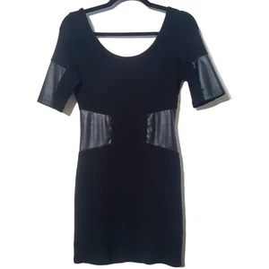 Zara WB Collection Womens Faux Leather Accented Black Dress Size S Body Con - Picture 1 of 7