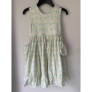 Hannah Kate Girls Size 8 Yellow Dainty Blue Floral Dress with Oversized Pockets - Picture 1 of 4