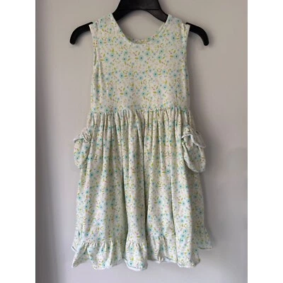 Hannah Kate Girls Size 8 Yellow Dainty Blue Floral Dress with Oversized Pockets - Image 1 of 4