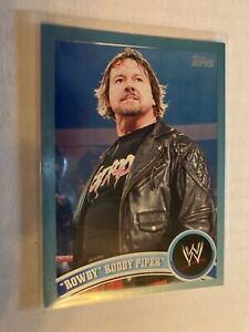 Rowdy roddy piper 2011 made topps blue parallel insert wwe wrestling card read