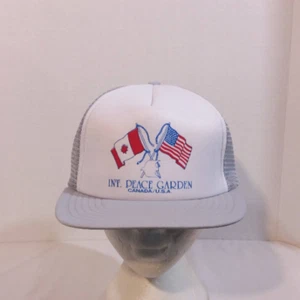 Vintage 80s International Peace Garden Canada USA Baseball Truckers Dad Hat Cap - Picture 1 of 14