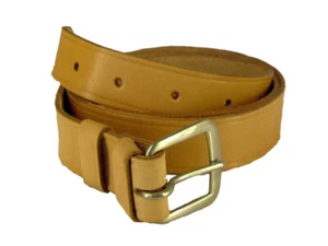 Cinturón 100% Cuero 2.5cm 1" Ancho Marrón Tostado Metal Cierre Militar De Colección NUEVO - Imagen 1 de 7
