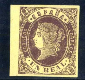 Sello España 1862 nº 61 castaño 1 real Isabel II sello nuevo borde hoja ref. A1 - Imagen 1 de 2