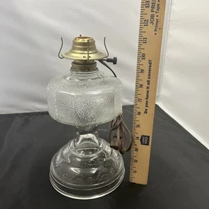 Antique Kerosene Glass Lamp Made Into Electric With The Chimney - Picture 1 of 10
