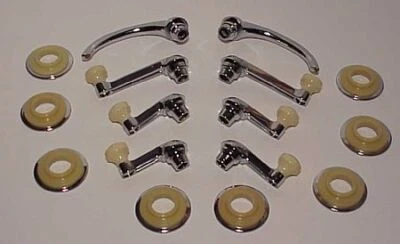 1942-1948 Chevy Fleetline 2 Door Handles, Window Cranks, & Escutcheons - 16 pc - Image 1 of 4