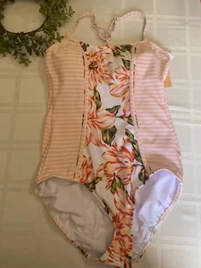 Kona sol floral with stripes one piece swimsuit Free Shipping $19.99 - Picture 1 of 10
