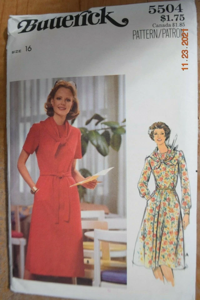 BUTTERICK LADIES SCARF DRESS PATTERN 5504 SIZE 16 UNCUT - Image 1 of 1