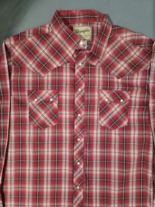 Wrangler Western Hemd Herren 2XL Pearl Snap rot kariert Langarm Knopfleiste Rodeo - Bild 1 von 13