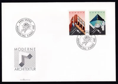Liechtenstein FDC 1987 Michel 916/17 EUROPA CEPT Modern architecture - Cpte SET - Image 1 of 2