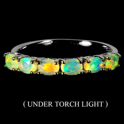 Anillo de plata de ley 925 ovalado ópalo de fuego 4x3 mm piedras preciosas naturales joyería tamaño 7 Foto 1 de 4