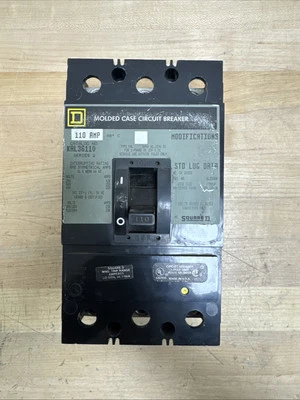 SQUARE D KAL36110 KAL 3 POLE 110 AMP 480v CIRCUIT BREAKER GREY LABEL - Image 1 of 4