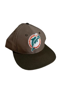 Casquette snapback vintage Miami Dolphins logo uni 7 réglables 2 tons NFL kaki marron - Photo 1/6