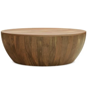SIMPLIHOME Elmbrook 34-inch Wide Solid Mango Drum Coffee Table in Natural, Mo... - Picture 1 of 9