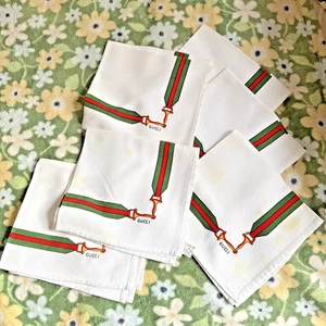 6 tovaglioli vintage Gucci Horsebit 17” x 17” tutti hanno macchie giallo chiaro COSÌ COME SONO - Foto 1 di 12