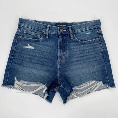 NUEVO Corto de mezclilla azul corte tiro alto Calvin Klein para mujer talla 10/30 Foto 1 de 4