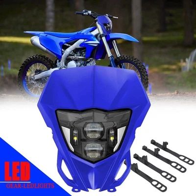 Светодиодная фара + маска для Yamaha TTR 110 125 200 230 250 YZ 85 125 250 490 450 - Изображение 1 из 4